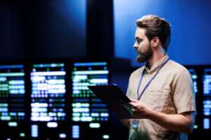 expert upgrading server hub security protect information access making sure virus protection software is updated so that hackers trying penetrate systems are rebuffed